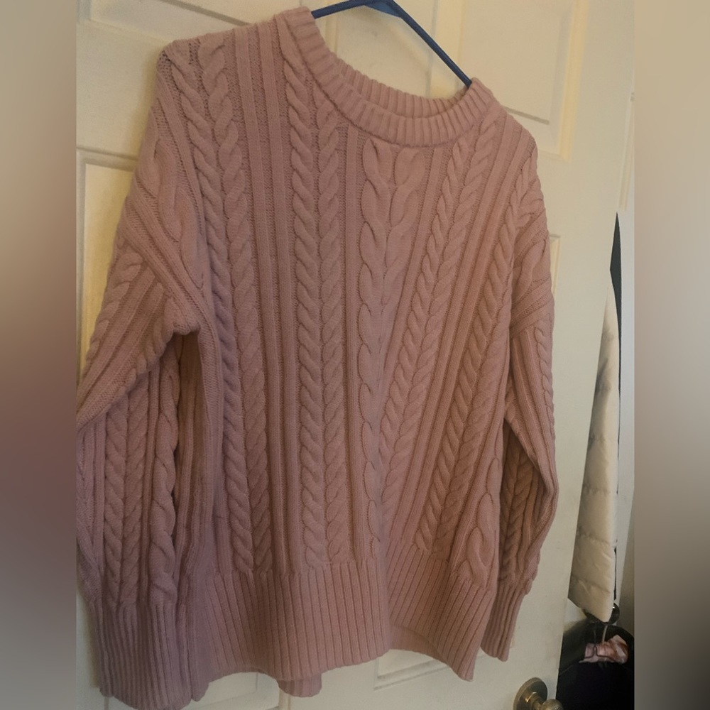 New Philosophy Blush Color Cable Sweater SZ Small Will fit Medium